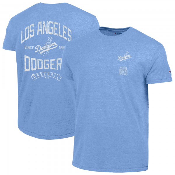 Los Angeles Dodgers Champion Light Blue Vintage 3-Hit Tri-Blend T-Shirt