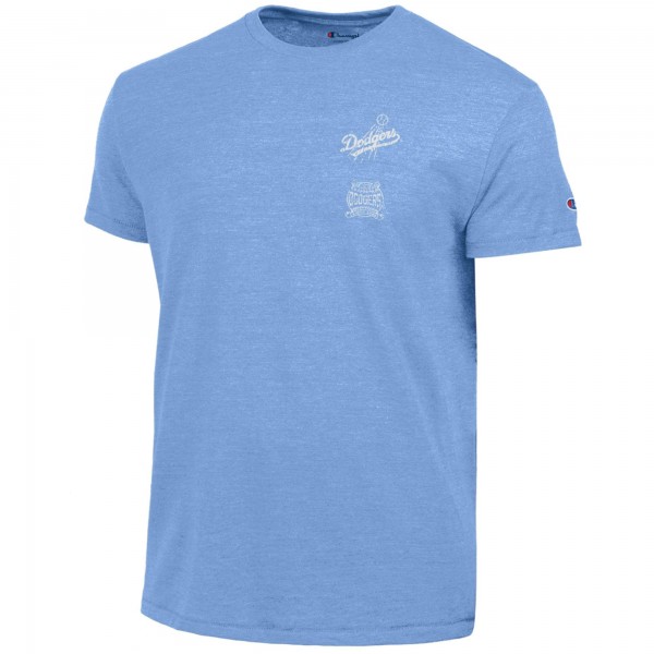 Los Angeles Dodgers Champion Light Blue Vintage 3-Hit Tri-Blend T-Shirt