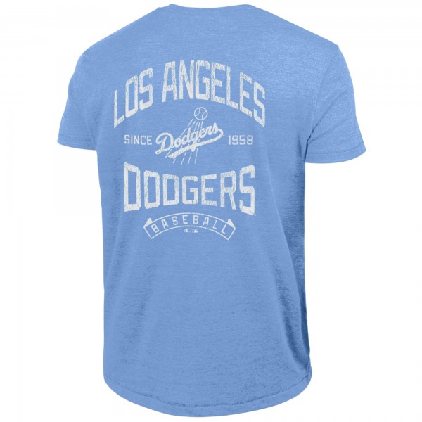 Los Angeles Dodgers Champion Light Blue Vintage 3-Hit Tri-Blend T-Shirt
