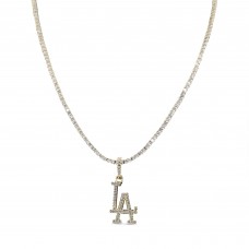 Los Angeles Dodgers GLD 18K Yellow Gold Logo Pendant & 20 Tennis Chain
