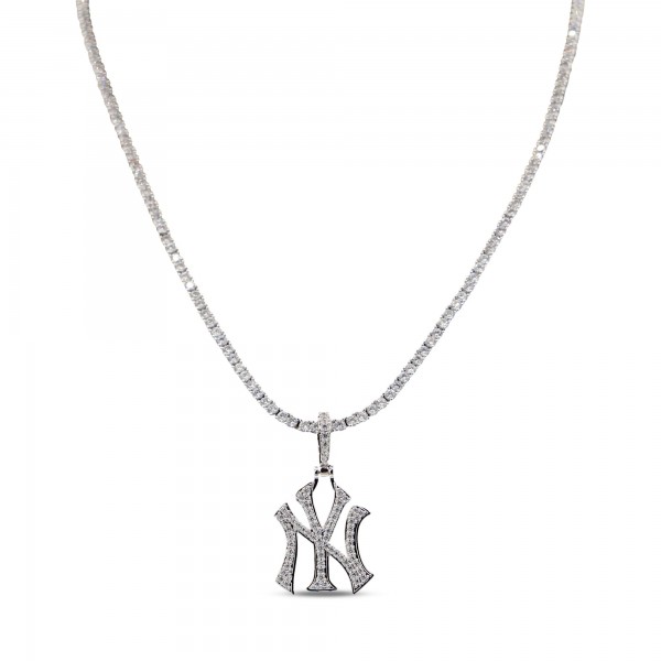New York Yankees Silver 20 Logo Pendant Necklace