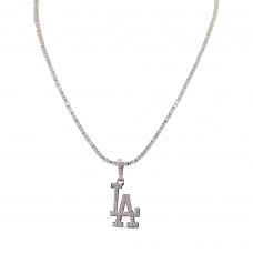 Los Angeles Dodgers GLD 14K White Gold Logo Pendant & 20 Tennis Chain
