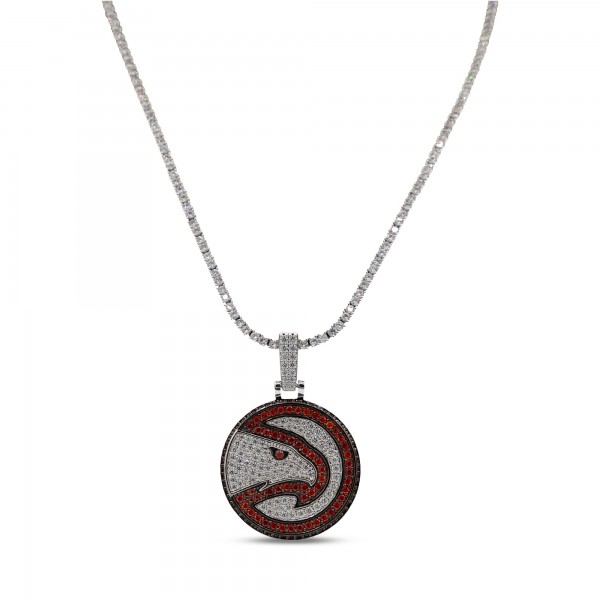 Atlanta Hawks GLD 14K White Gold Logo Pendant & 20 Tennis Chain