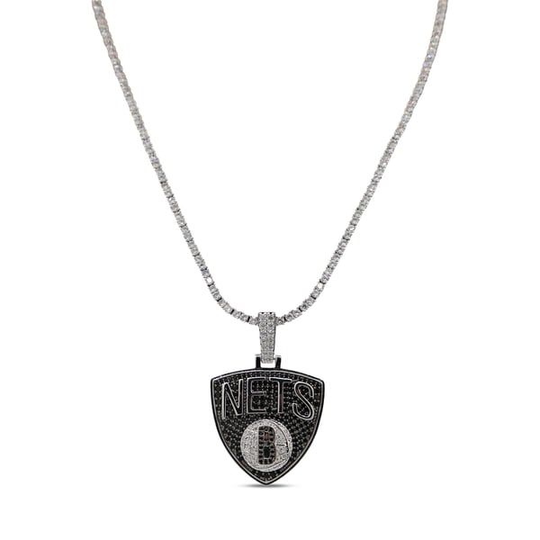 Кулон Brooklyn Nets GLD 14K White Gold Logo & 20" Tennis Chain