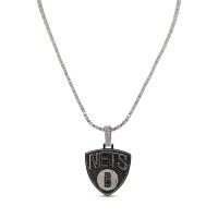Brooklyn Nets The GLD Shop 14K White Gold Logo Pendant & 20 Tennis Chain