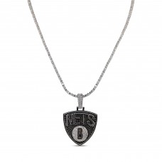 Brooklyn Nets The GLD Shop 14K White Gold Logo Pendant & 20 Tennis Chain