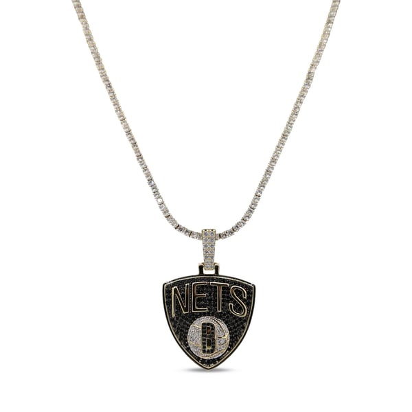 Кулон Brooklyn Nets GLD 18K Yellow Gold Logo & 20" Tennis Chain