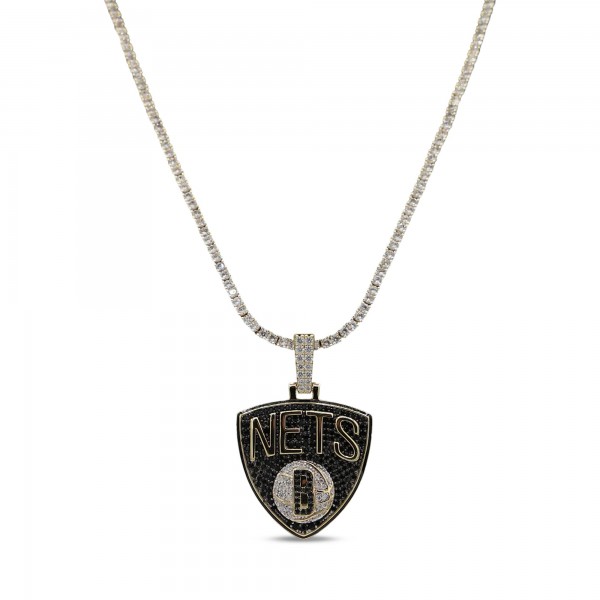 Brooklyn Nets The GLD Shop 18K Yellow Gold Logo Pendant & 20 Tennis Chain