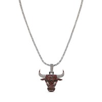Chicago Bulls GLD 14K White Gold Logo Pendant & 20 Tennis Chain
