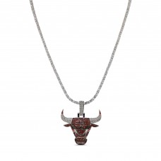 Chicago Bulls GLD 14K White Gold Logo Pendant & 20 Tennis Chain