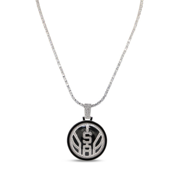 Кулон San Antonio Spurs GLD 14K White Gold Logo & 20 Tennis Chain