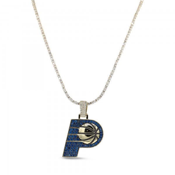 Indiana Pacers GLD 18K Yellow Gold Logo Pendant & 20 Tennis Chain