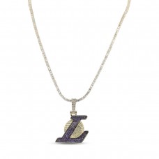 Los Angeles Lakers GLD 18K Yellow Gold Logo Pendant & 20 Tennis Chain