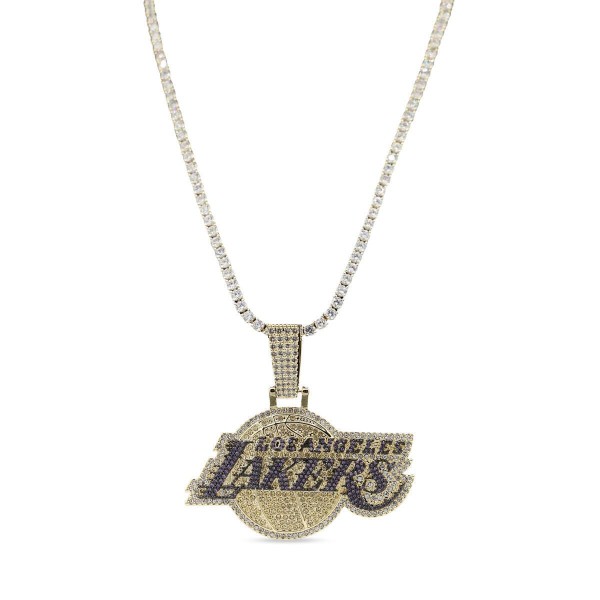 Los Angeles Lakers GLD 18K Yellow Gold Logo Pendant & 20 Tennis Chain
