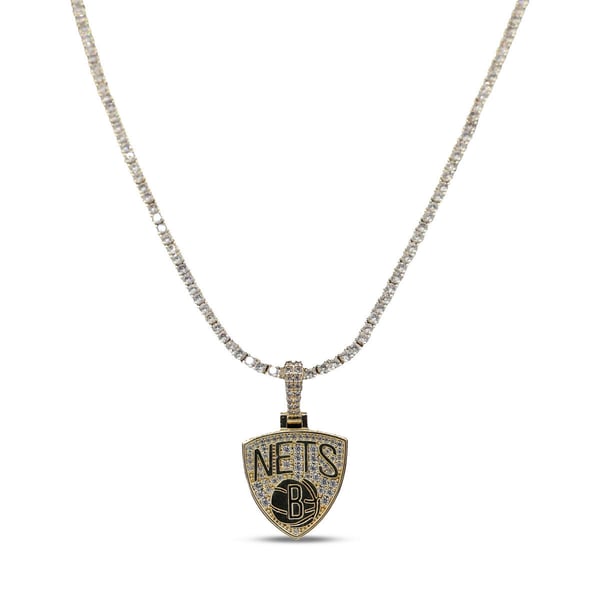 Кулон Brooklyn Nets GLD 18K Yellow Gold Logo & 20" Tennis Chain