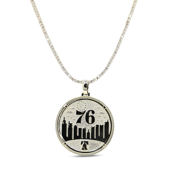 Philadelphia 76ers GLD 18K Yellow Gold Logo Pendant & 20 Tennis Chain