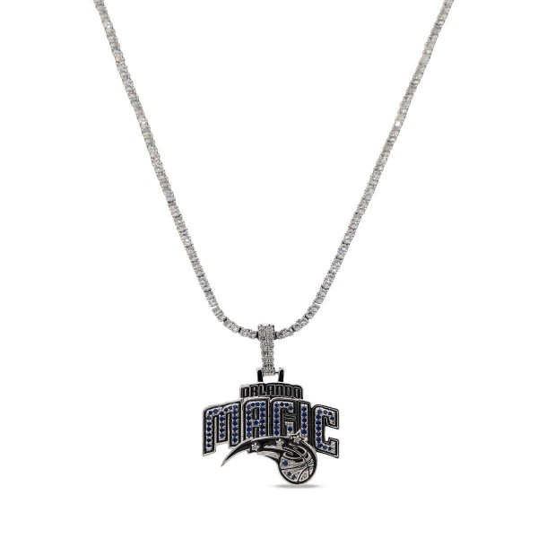 Orlando Magic GLD 14K White Gold Logo Pendant & 20 Tennis Chain