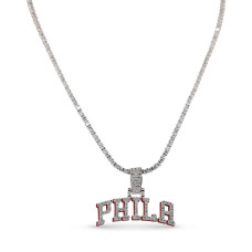 Philadelphia 76ers GLD 14K White Gold Logo Pendant & 20 Tennis Chain