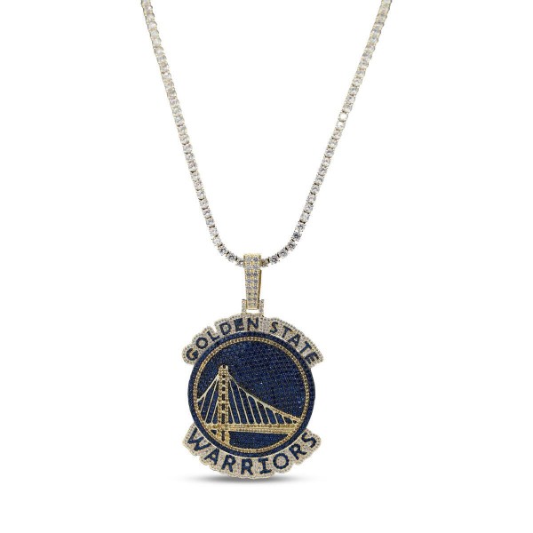 Golden State Warriors GLD 18K Yellow Gold Logo Pendant & 20 Tennis Chain