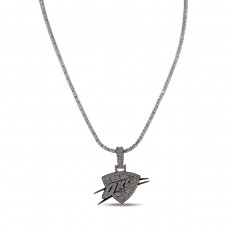 Oklahoma City Thunder GLD 14K White Gold Logo Pendant & 20 Tennis Chain