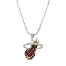 Miami Heat The GLD Shop 18K Yellow Gold Logo Pendant & 20 Tennis Chain