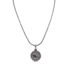 Philadelphia 76ers GLD 14K White Gold Logo Pendant & 20 Tennis Chain