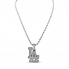 Los Angeles Dodgers GLD 14K White Gold Logo Pendant & 20 Rope Chain