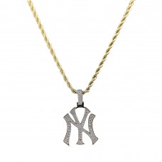 New York Yankees Gold Logo Pendant with 20 Rope Chain