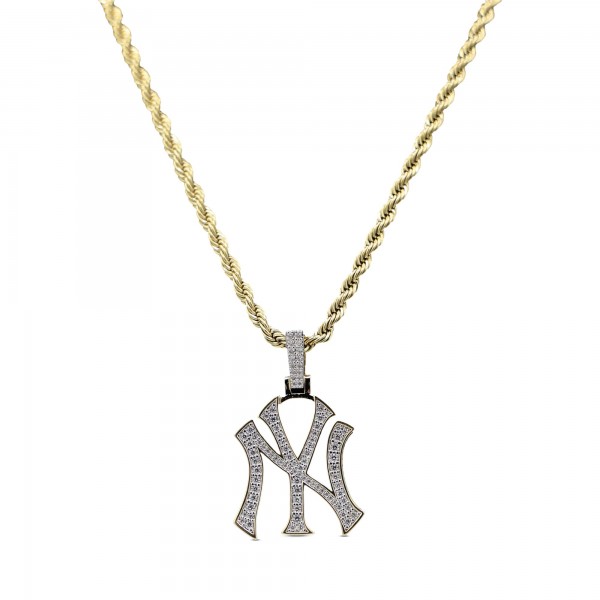 New York Yankees Gold Logo Pendant with 20 Rope Chain