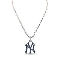 New York Yankees Silver Logo Pendant with 20 Rope Chain