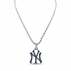 New York Yankees Silver Logo Pendant with 20 Rope Chain