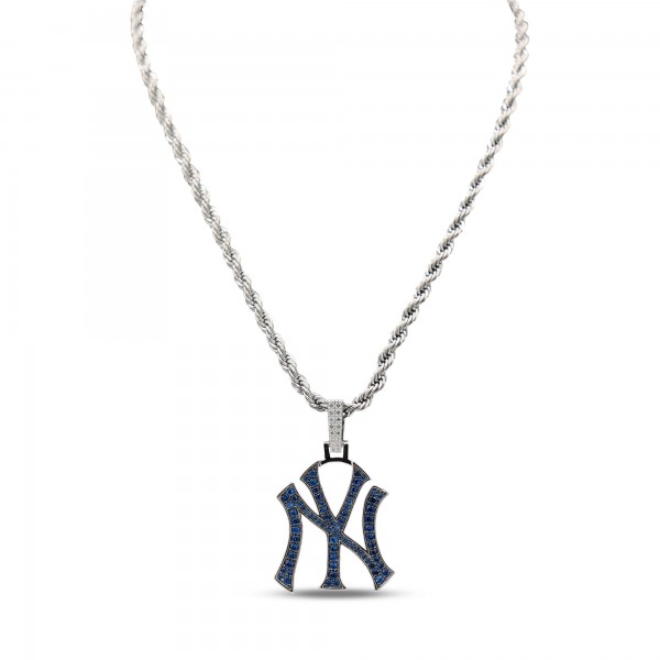New York Yankees Silver Logo Pendant with 20 Rope Chain