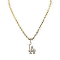 Los Angeles Dodgers GLD 18K Yellow Gold Logo Pendant & 20 Rope Chain