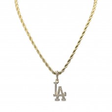 Los Angeles Dodgers GLD 18K Yellow Gold Logo Pendant & 20 Rope Chain