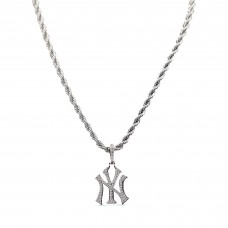New York Yankees Silver Logo Pendant with 20 Rope Chain