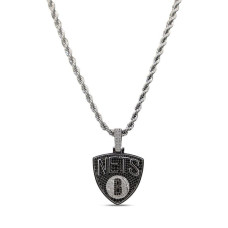 Кулон Brooklyn Nets GLD 14K White Gold Logo & 20" Rope Chain