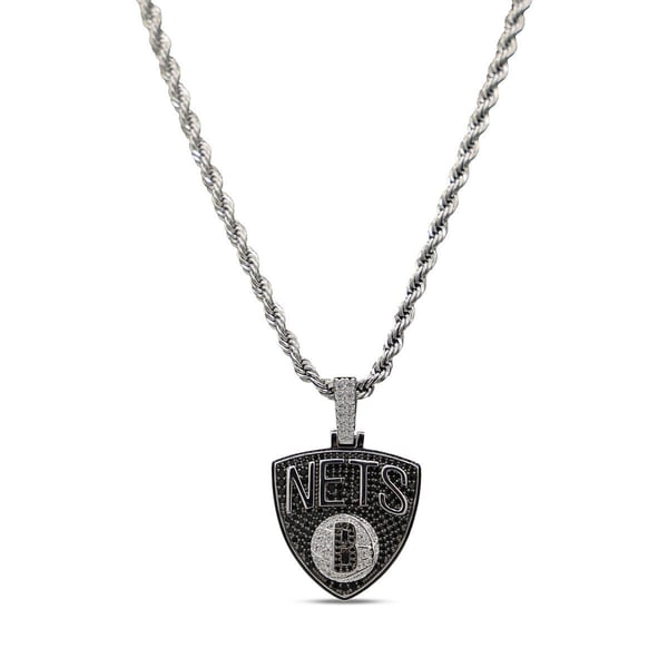 Кулон Brooklyn Nets GLD 14K White Gold Logo & 20" Rope Chain