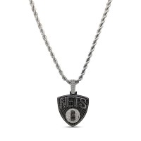 Brooklyn Nets The GLD Shop 14K White Gold Logo Pendant & 20 Rope Chain