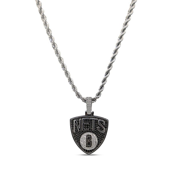 Brooklyn Nets The GLD Shop 14K White Gold Logo Pendant & 20 Rope Chain