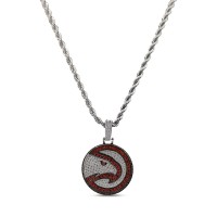 Atlanta Hawks GLD 14K White Gold Logo Pendant & 20 Rope Chain
