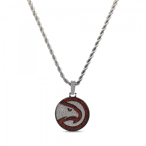 Atlanta Hawks GLD 14K White Gold Logo Pendant & 20 Rope Chain