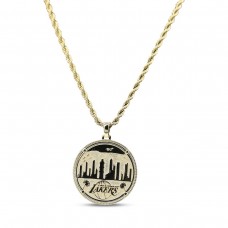 Los Angeles Lakers GLD 18K Yellow Gold Logo Pendant & 20 Rope Chain