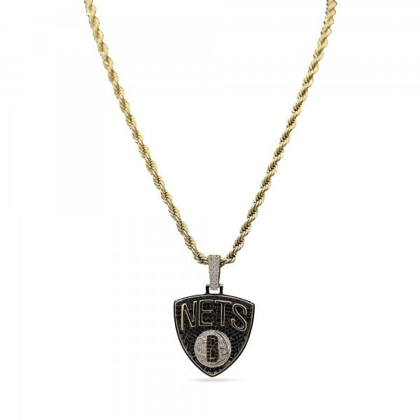 Brooklyn Nets The GLD Shop 18K Yellow Gold Logo Pendant & 20 Rope Chain