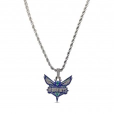 Charlotte Hornets GLD 14K White Gold Logo Pendant & 20 Rope Chain
