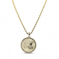 Miami Heat The GLD Shop 18K Yellow Gold Logo Pendant & 20 Rope Chain