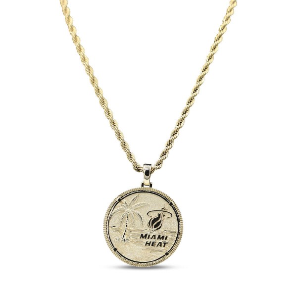 Miami Heat The GLD Shop 18K Yellow Gold Logo Pendant & 20 Rope Chain