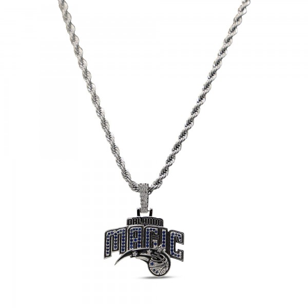 Orlando Magic GLD 14K White Gold Logo Pendant & 20 Rope Chain