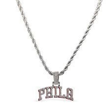 Philadelphia 76ers GLD 14K White Gold Logo Pendant & 20 Rope Chain