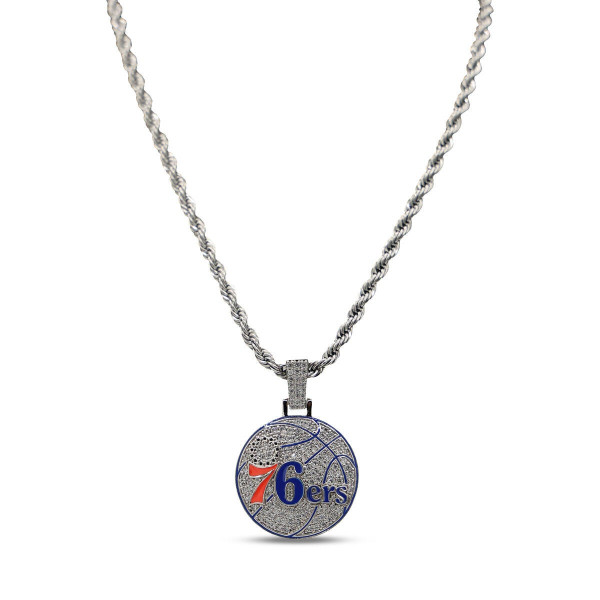 Кулон Philadelphia 76ers GLD 14K White Gold Logo & 20 Rope Chain