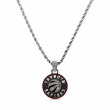 Toronto Raptors GLD 14K White Gold Logo Pendant & 20 Rope Chain